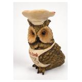 Owl Chef Figurine with 'Kiss the Cook' Apron