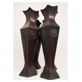 Lot of Four Metal Dark Vessels or Vases
