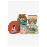 Lot of Five Native American Style Vases Decor