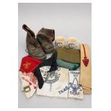 Vintage Boy Scout Items Boots Shirts Scarves Etc