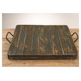Rustic Wooden Tray with Black Metal Handles