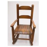 Wooden Slat-Back Rocking Armchair