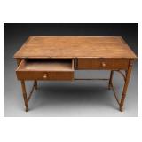 Faux-Bamboo Wooden Writing Desk, 2 Drawers