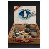Box of Mixed Arrowheads Etc w Cigar Box