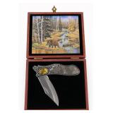 Bear-Themed Folding Knife with Presentation Box