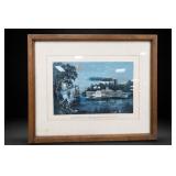 Framed Currier & Ives Rounding a Bend Print