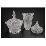 Three Clear Vessels with Two Covered Dishes