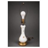 Floral Ceramic Table Lamp, Brass Base