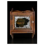 Wooden Wall Cabinet with Stained-Glass Door