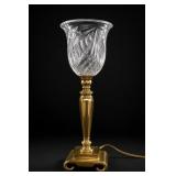 Faceted Glass Table Lamp w Brass Base
