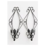 Pair of Ornamental Metal Wall Candle Holders
