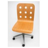 Rolling Wood-Finish Office Chair