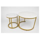 Pair of Nesting Round Marble-Look Tables