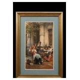 Framed Courtyard Scene Decorative Print