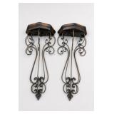 Pair of Ornate Metal Wall Fixtures