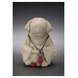 Seated Dog Sculpture with Cord Necklace
