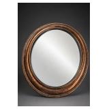 Round Distressed Bronze-Tone Framed Mirror