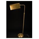 Brass-Tone Floor Pharmacy Lamp w Rectangular Shade
