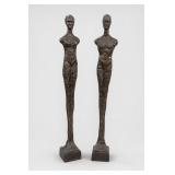 Two Pair of Giacometti-Style Bronze Figures