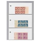Set of Three United States Post Plate Blocks