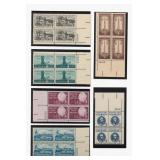 Set of Six United States Post Office Plate Blocks