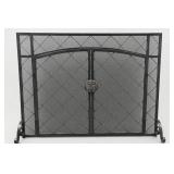 Black Metal Folding Fireplace Screen