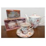 Set of Six Grace Teaware Floral Tea Service w/ Tin