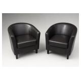 Pair of Dark Upholstered Tub Chairs