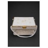 White Beaded Evening Purse with Strap
