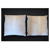 Pair of Beige-and-White Spotted Pillows