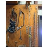 Lot of Assorted Hand Tools, Chains & Pouch