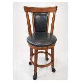 Wooden Swivel Barstool with Footrest