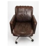 Custom Leather Swivel Armchair