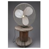 Mounted Industrial Floor Fan, Wood Spool