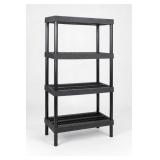 Black Four-Tier Plastic Shelving Rack