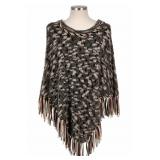 Alberto Makali Fringed Poncho, Size S