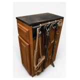 Wooden Tack Cabinet with Equestrian Tack