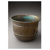 Brass Floral Relief Jardiniï¿½re with Lion Handles