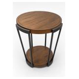 Round Wood-Finish Occasional Table w/ Lower Shelf