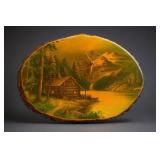 Wood-Slice Scenic Cabin Wall Clock
