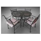 Lot of Metal Patio Table & Four Chairs