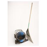 Blue Garden Cart and Rake