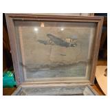 Framed Aviation Image and Empty Picture Frame