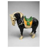 Black Horse Figurine with Decorated Saddle