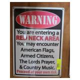 Warning Red Neck Area Sign