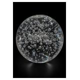 Clear Bubbled-Glass Paperweight