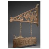 WELCOME Hanging Sign with Scrollwork Bracket