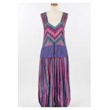 Vintage Purple & Teal Striped Dress