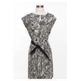 LOFT Black & White Leaf Print Dress Size 14