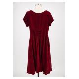 Burgundy Velvet Short-Sleeve Dress
